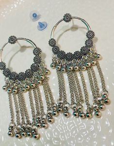 Silver Tone Floral Drop Earrings