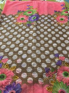 Pink Floral Polka Dot Saree