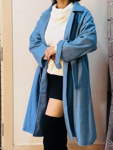 Stylish Blue Trench Coat
