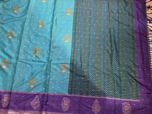 Turquoise Blue And Purple Joint Saree For Grabs