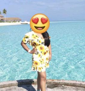 Sunflower Print Wrap Dress
