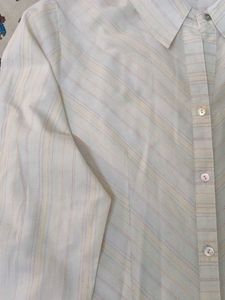 Cream colour Shirt With Multicolour Lines