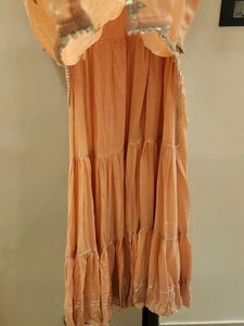 Peach Embroidered One Piece Kurti