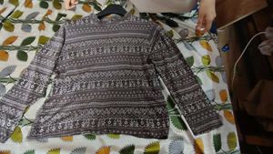 Patterned Mock Neck Top