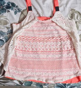 Tank Top With Crotcheted Work