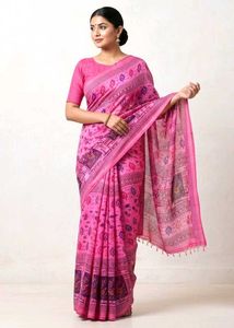 Pink Printed Saree