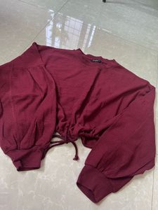 Maroon Tie Up Top