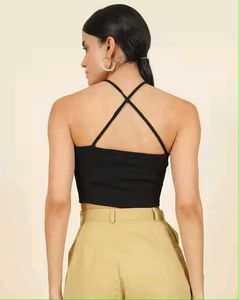 Halter Neck Criss Cross Straps Textured Fitt