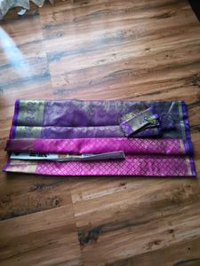 very new purple n blue kanjivaram saree..