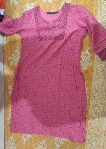 Pink Embroidered Kurta