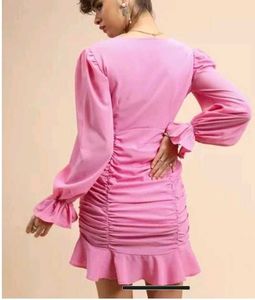 Pink Ruched Bodycon Mini Dress