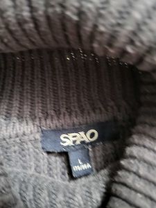 Blue Ribbed Turtleneck Sweater
