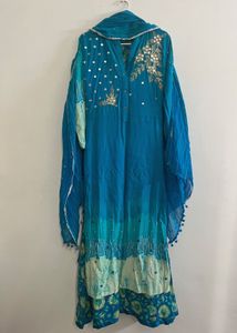 Teal Mirror Embellished Dress