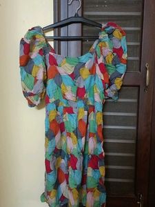 Colorful Leaf Print Dress