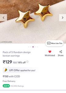 Gold Star &amp; Heart Earrings Set