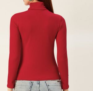 Red Full Sleeves Turtle Neck Top