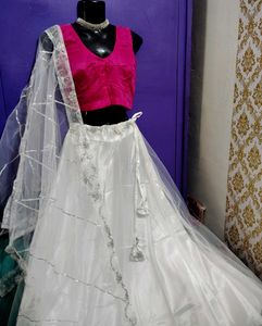 Party Wear  Lehenga  with Pink Blouse Dupatta