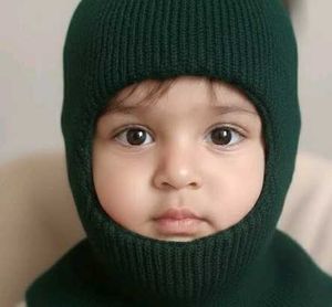 Green woollen Knitted Monkey cap