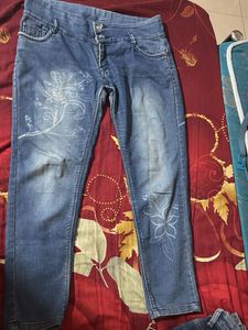Floral Denim Jeans