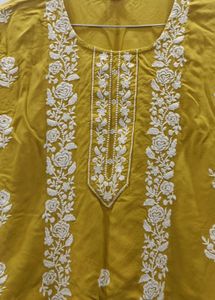 Yellow Suit With White Embroidery