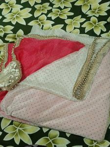 Pink &amp; white saree