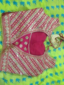 Pink Mirror Work Blouse