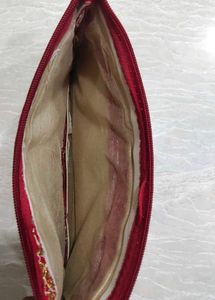 Embroidered Red Pouch