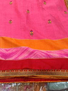 Striped Embroidered Saree