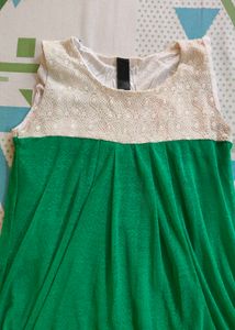 Green Dress with Crochet Top