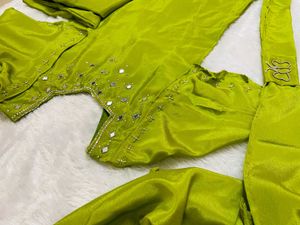 Green Mirror Work Kurta Set