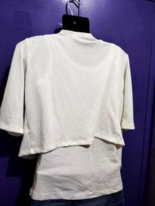 White Tank with Open Sleeve Cardigan