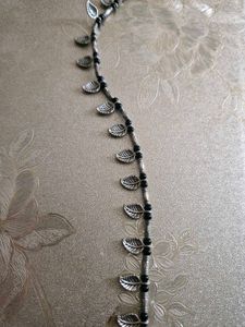 Silver Leaf and Bead Anklet