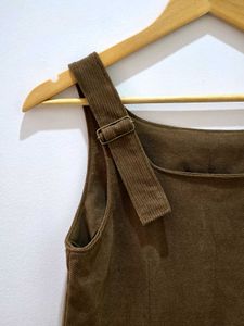 Brown Corduroy Pinafore Dress