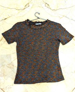 ZARA Checkered Woolen Top