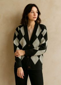 Argyle Knit Cardigan