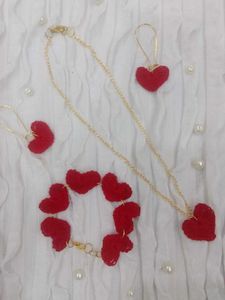 Red Crochet Heart jwellery set ❤️