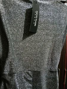 Sparkly Silver Wrap Dress Bodycon