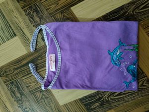 Vintage Purple Dolphin Embroidered Cami Dress