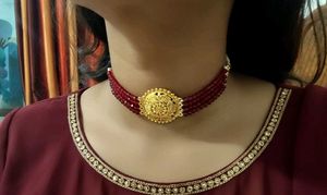 Elegant Maroon &amp; Gold Choker