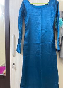 Teal Blue Satin Kurti💙