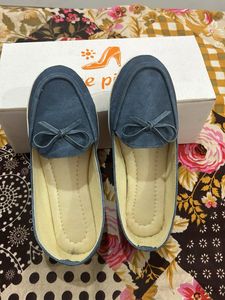 Blue Denim Slip-On Loafers