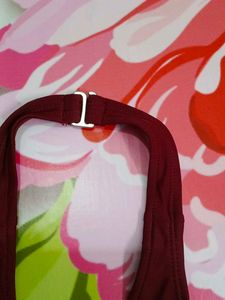 (1200)Burgundy Halter Lace-Up Top