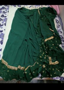 Readymade Green Saree Without Blouse