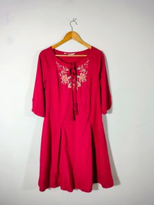 Red Embroidered Dress All About You With 🆓 🎁