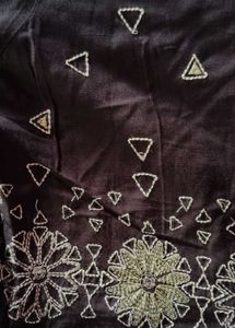 A Simple Black Colored Embroidered Kurta