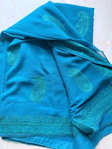 Peacock Green Sworaski Work Saree