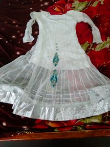 White Frock With Upper Coat