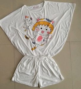 White Night Suit Set Size:M