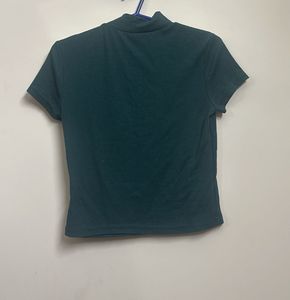 Shein Green Ribbed Crop Top