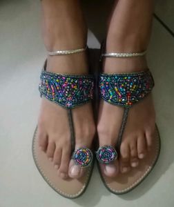 Beaded Ethnic Thong Sandals